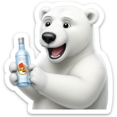 A polar bear drinking vodka sticker