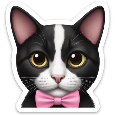 Tuxedo cat with pink bowtie sticker