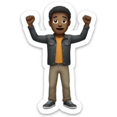 confused black man with arms in the air sticker