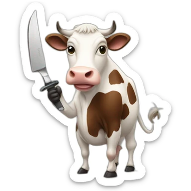 cow with a knife on her hand sticker