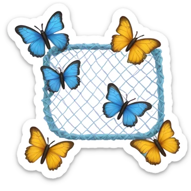 a net with butterflies sticker