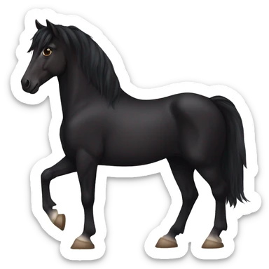 Totally black horse with dark brown eyes and the end of the mane slightly brown/reddish sticker