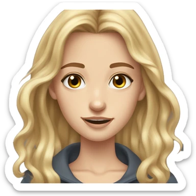 Dirty blonde Mikayla blue gray eyes freckles medium length hair small features and a boyfriend who has brown hair named Jack sticker