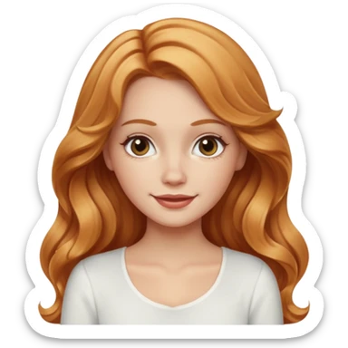 white girl with strawberry blonde supernlong wavy hair, white top  sticker