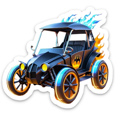 Mad max survival apocalypse ghostly Darth Vader’s Batman-armored 1886 black graphite colored school buggy with horizontal holographic flames painted on the side and neon under glow  sticker