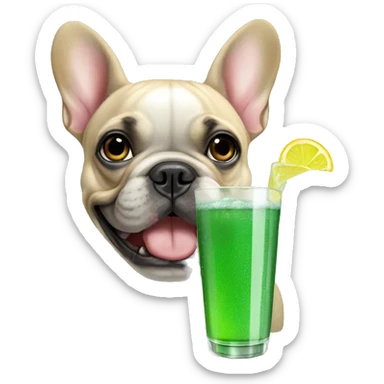 French bulldog drinking sprite sticker