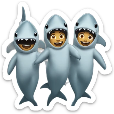 3 guys in a shark costume sticker