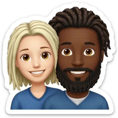 Couple emoji -WHITE with man with beardon and BLACK FEMALEwith mid length locs sticker