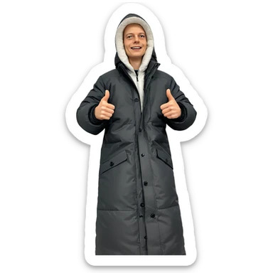 boy in winter coat thumbs up sticker