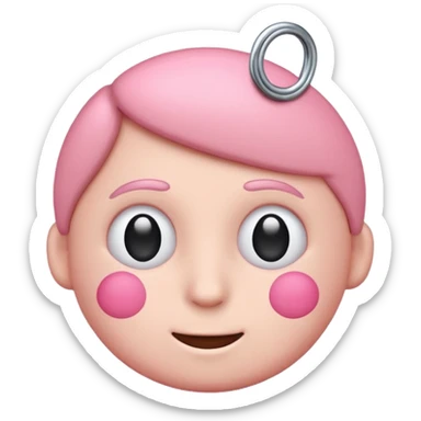 Make me a normal blush emoji with a gooner tag on top of the head (paperclip) and without the eyebrows of it apple style keep it sticker