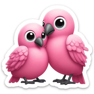 Two cute pink birds are hugging each other and are forming a heart shape expressing love and affection  sticker
