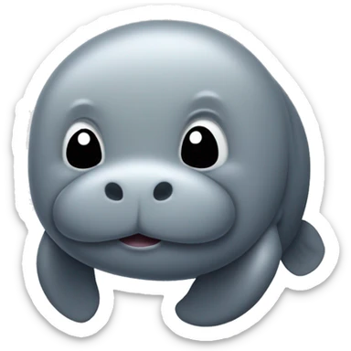 Gray Manatee a with Winking Face sticker