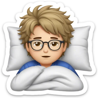 Sleepy boy in glasses sticker
