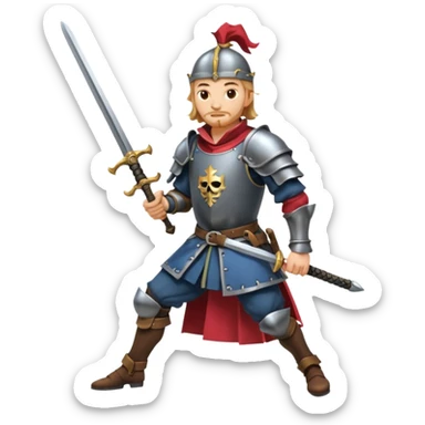 landsknecht swinging a large two handed sword sticker