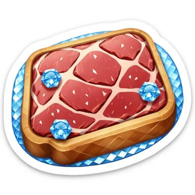Meat with diamond textur and blue color sticker