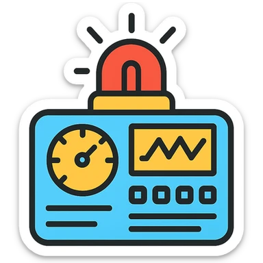 icon for signal.ai, dashboard for first responders, combining a digital display and emergency light, sleek and modern, tech-inspired sticker