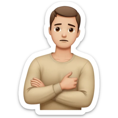 Arms crossed holding neck stress guy sticker