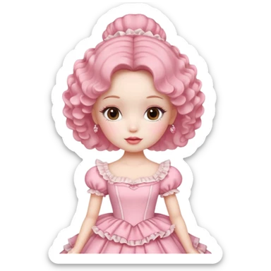 a coquette doll with a pretty dress sticker