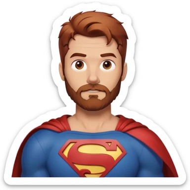 Adult Superman with redish brownish hair and full scruffy beard making 🫶🏻 sticker