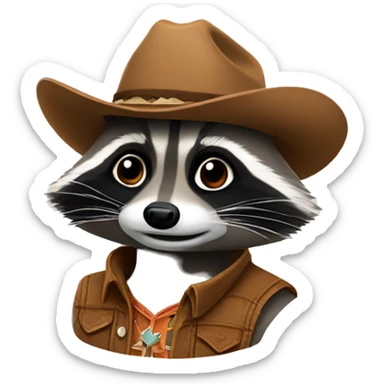 raccoon with cowboy hat  sticker