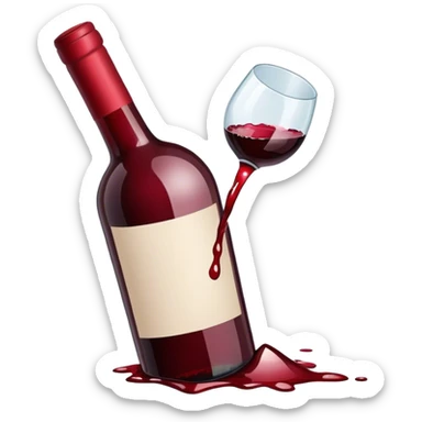 red wine broke glass bottle sticker