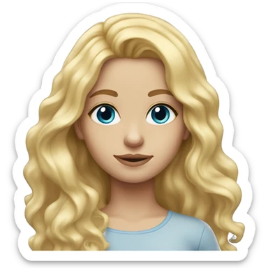 blonde long wavy hair middle part girl blue eyes  sticker