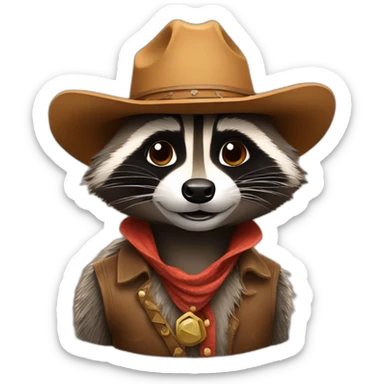 racoon wearing cowboy hat sticker