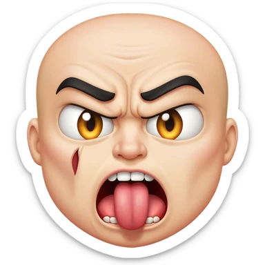 Angry face pulling out tongue  sticker