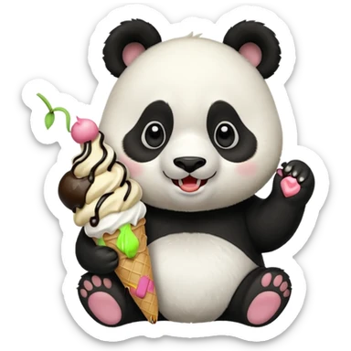 Panda eating ice cream sticker