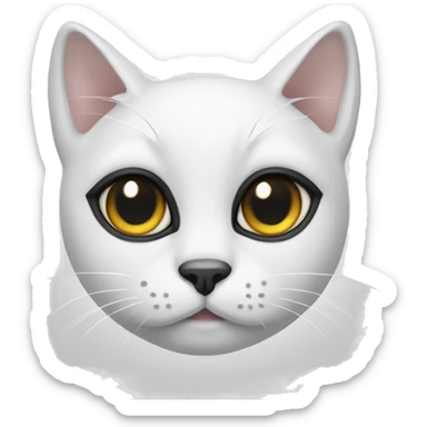 white cat with two black patches above the eyes sticker
