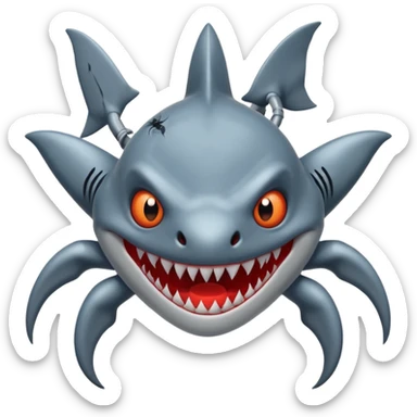 Ein riesiger hai mit spinnen Beinen und 14 Augen  sticker