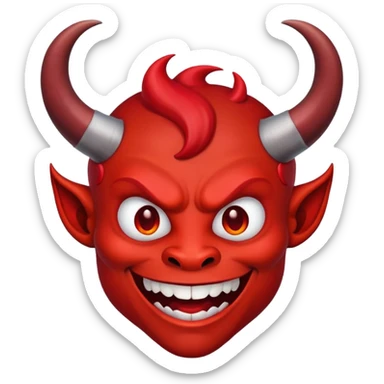 Scary red devil with horns and evil grin sticker