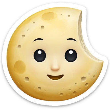 A half moon with a curious expression sticker