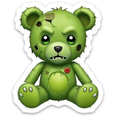 cute green zombie teddy bear sticker