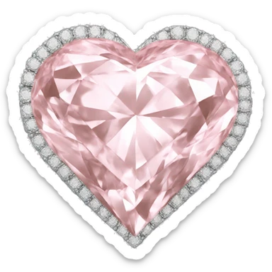 Silver light pink diamond ring heart sticker