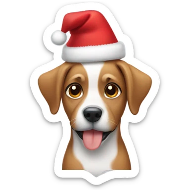 dog wearing christmas hat sticker