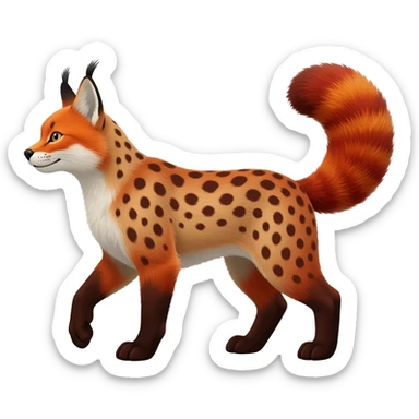 Caracal-Fox-Red-Panda-fusion-hybrid-animal-creature, full body sticker