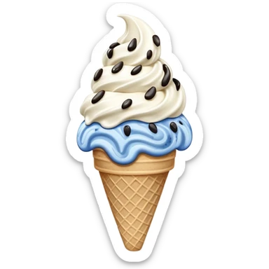 blue cookies and cream ice cream on a cone sticker