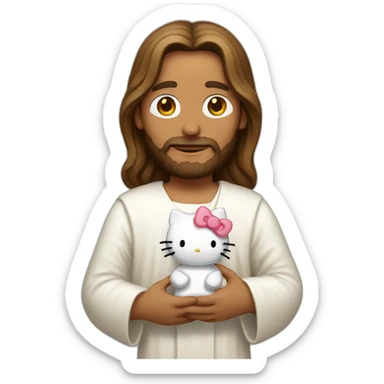 jesus holding hello kitty sticker