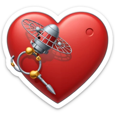 heart with a satellite motif sticker