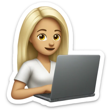 Mujer rubia con una laptop  sticker