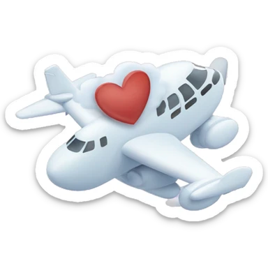 a heart cloud through which a plane flies sticker