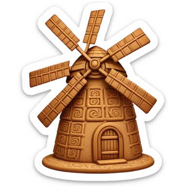 Speculaas Cinematic Realistic Speculaas Biscuit Emoji, depicted as a spiced speculaas cookie crafted in a charming windmill shape, rendered with intricate textures and warm, inviting lighting. sticker