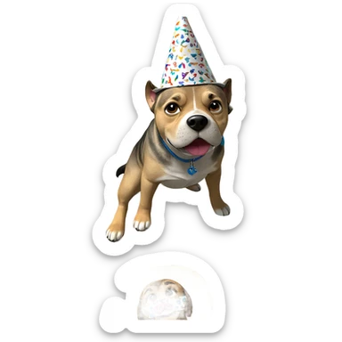 party dog with hat indoors sticker