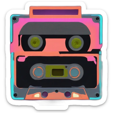 neon cassette tape sticker