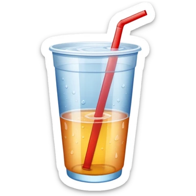 Soft drink in plastic cup (like Starbucks Cup), no logo, closed top. sticker