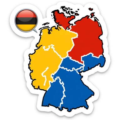 Germania divisa con bandiera US sud-ovest (Monaco, Francoforte), UK nord-ovest (Amburgo, Colonia), URSS est (Berlino Est, Dresda), France sud-ovest (Stoccarda, Friburgo) sticker