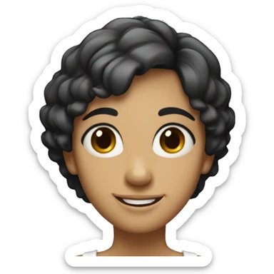 skinny italian girl with short black hair smiling sticker