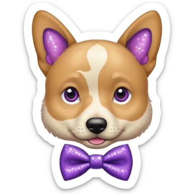 Cachorro adulto com gravata roxa com glitter sticker
