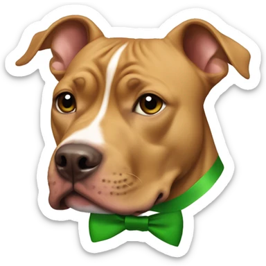 Light brown pitbull with ears cropped and green bows sticker